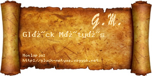 Glück Mátyás névjegykártya